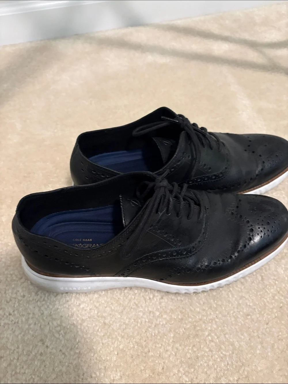Cole Haan Black Wingtip Derby with White Sole